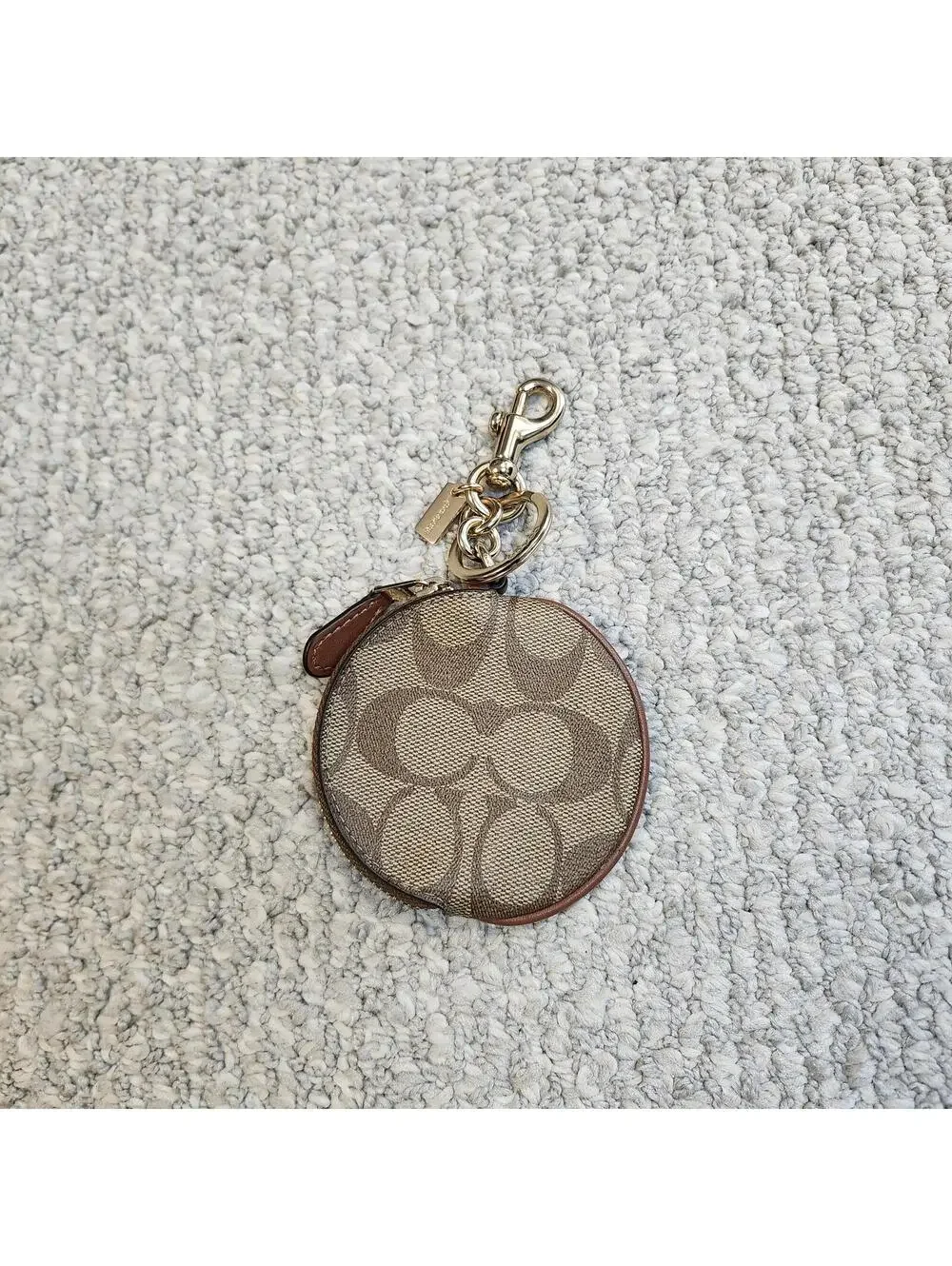 Coach Signature Canvas Round Coin Purse Keychain - Picture 7 of 7